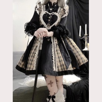 Love Tartan Sweet Lolita Dress JSK & Blouse (UN247)